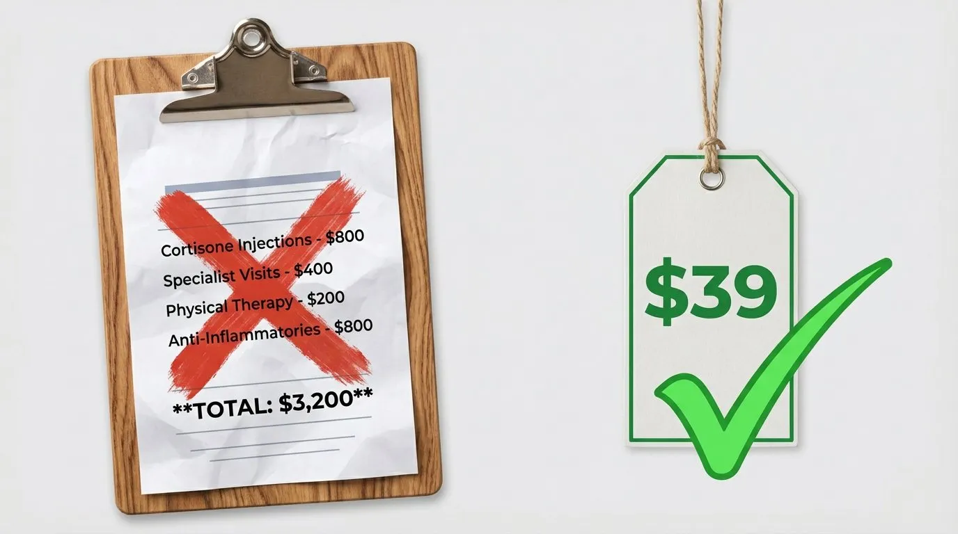 Medical bill totaling thousands crossed out versus Vasozi at $39