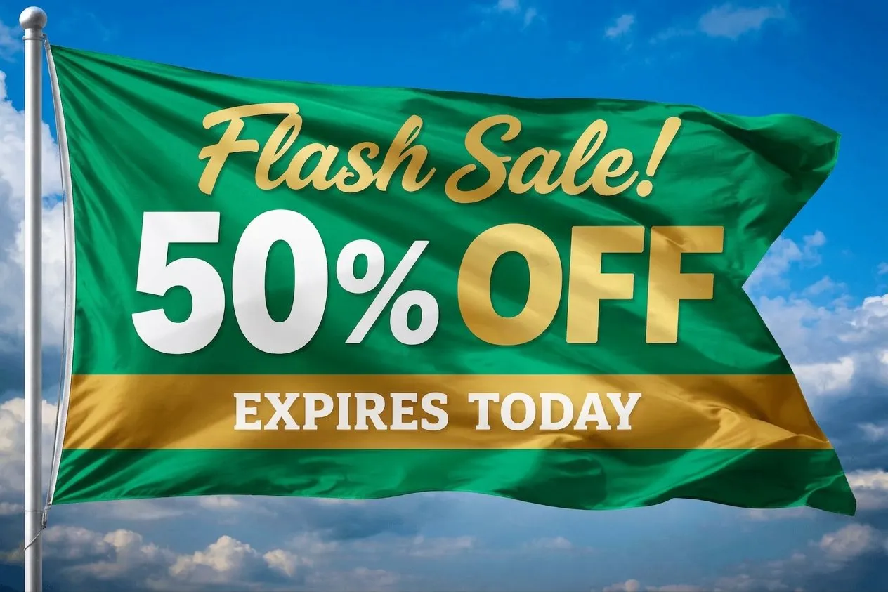Flash Sale 50% Off Expires Today flag